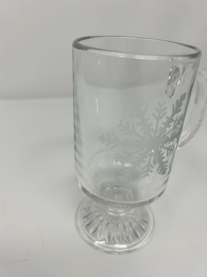 Clear  Etched Snowflake Irish Coffee Mug, 10 ounces