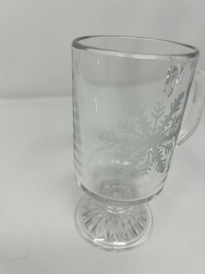 Clear  Etched Snowflake Irish Coffee Mug, 10 ounces