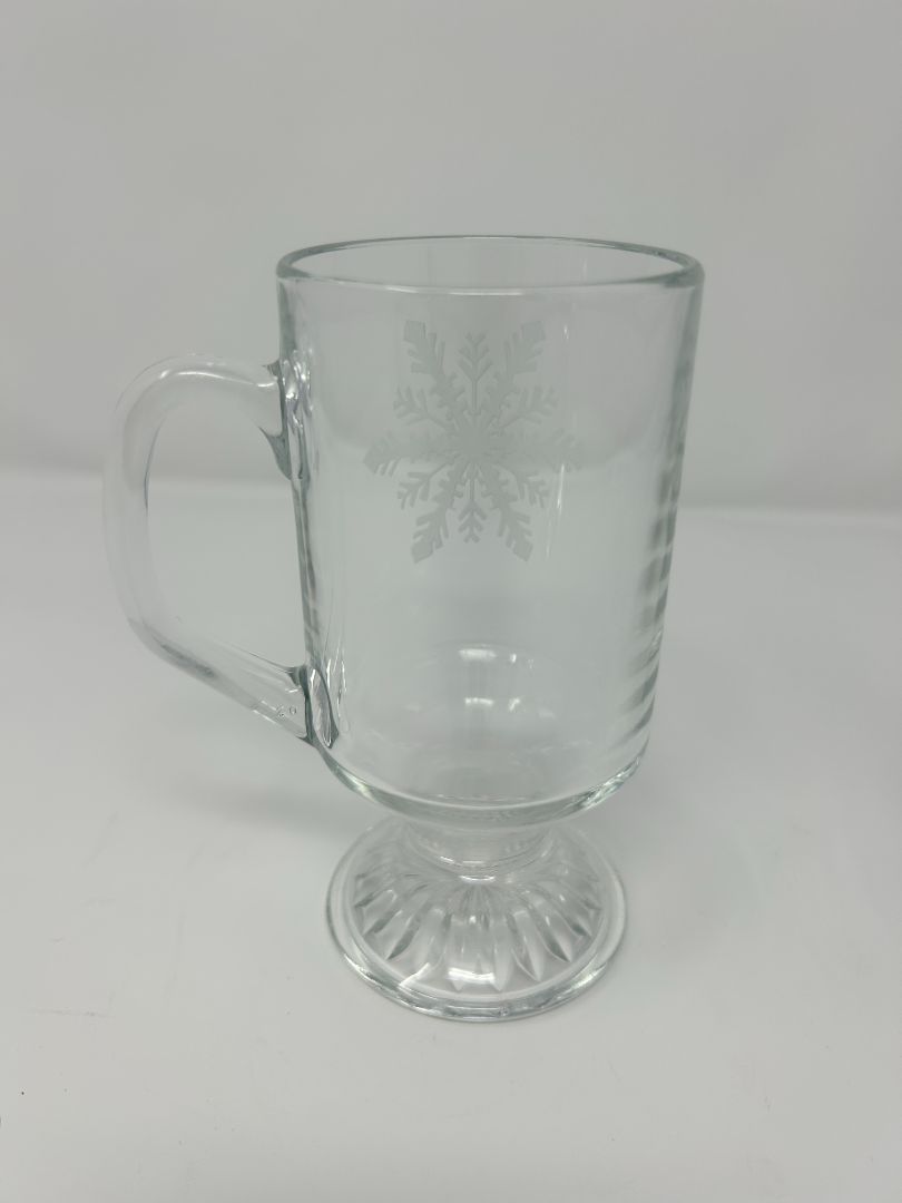 Clear  Etched Snowflake Irish Coffee Mug, 10 ounces