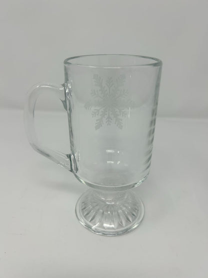 Clear  Etched Snowflake Irish Coffee Mug, 10 ounces