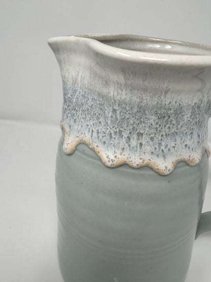 Light Blue & White Glazed Pitcher, 8"