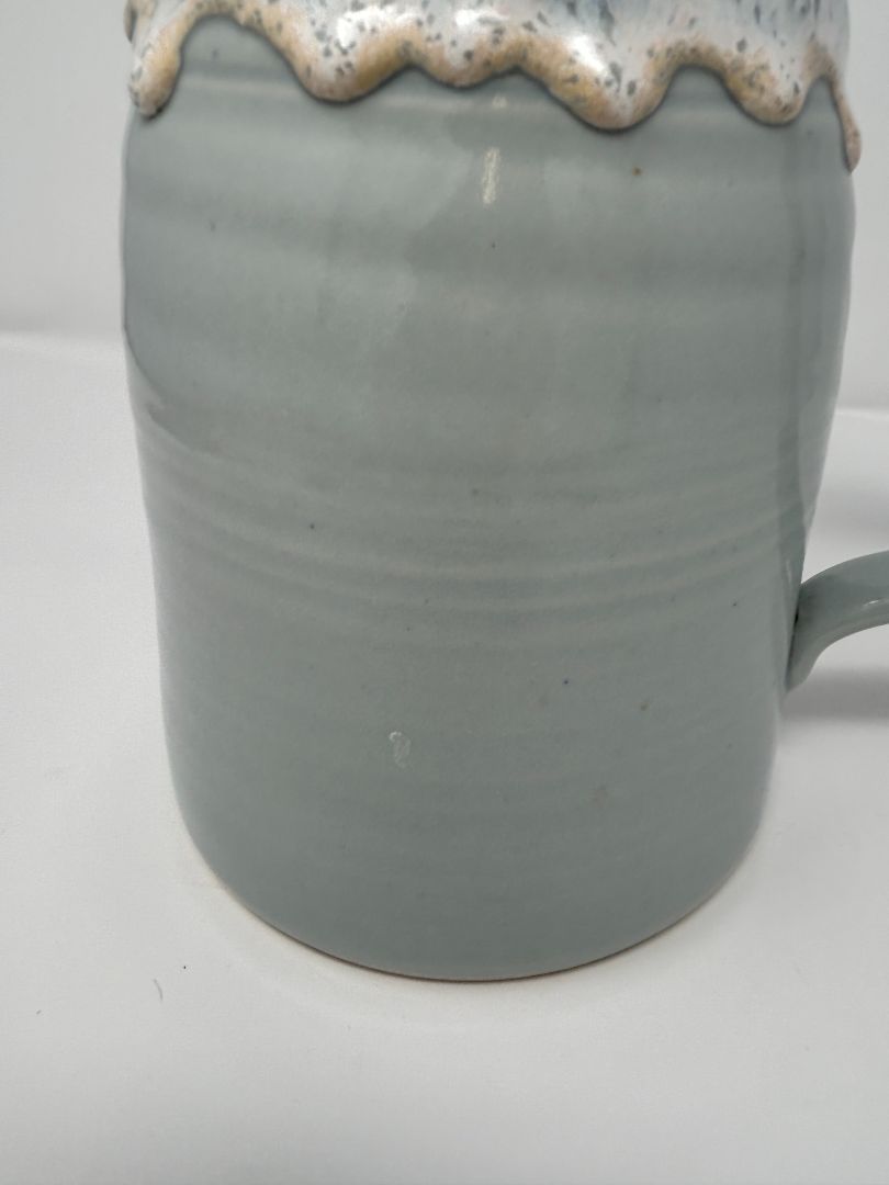 Light Blue & White Glazed Pitcher, 8"