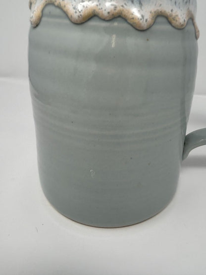 Light Blue & White Glazed Pitcher, 8"