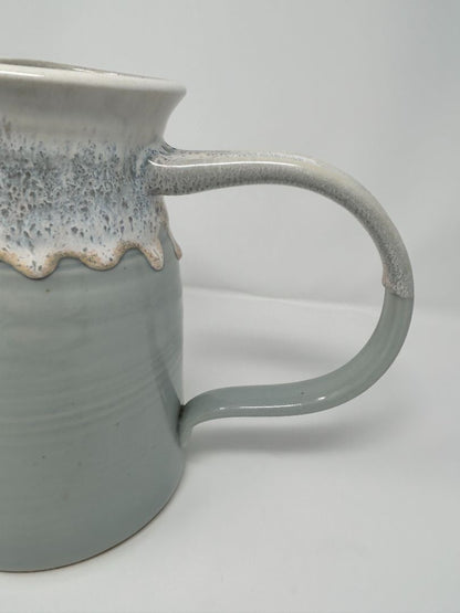 Light Blue & White Glazed Pitcher, 8"