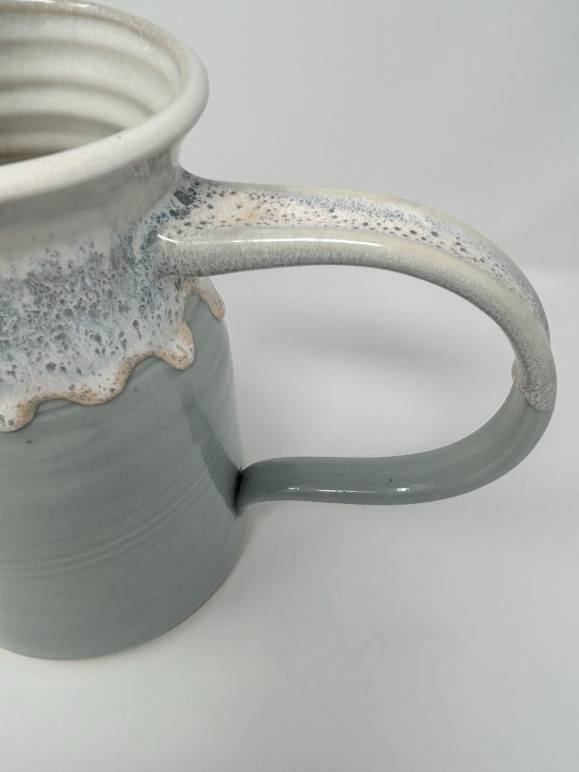 Light Blue & White Glazed Pitcher, 8"