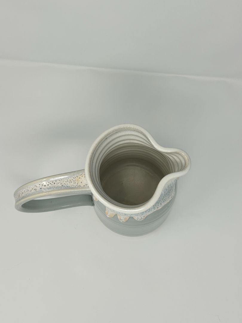 Light Blue & White Glazed Pitcher, 8"
