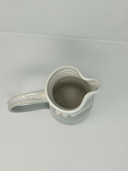 Light Blue & White Glazed Pitcher, 8"