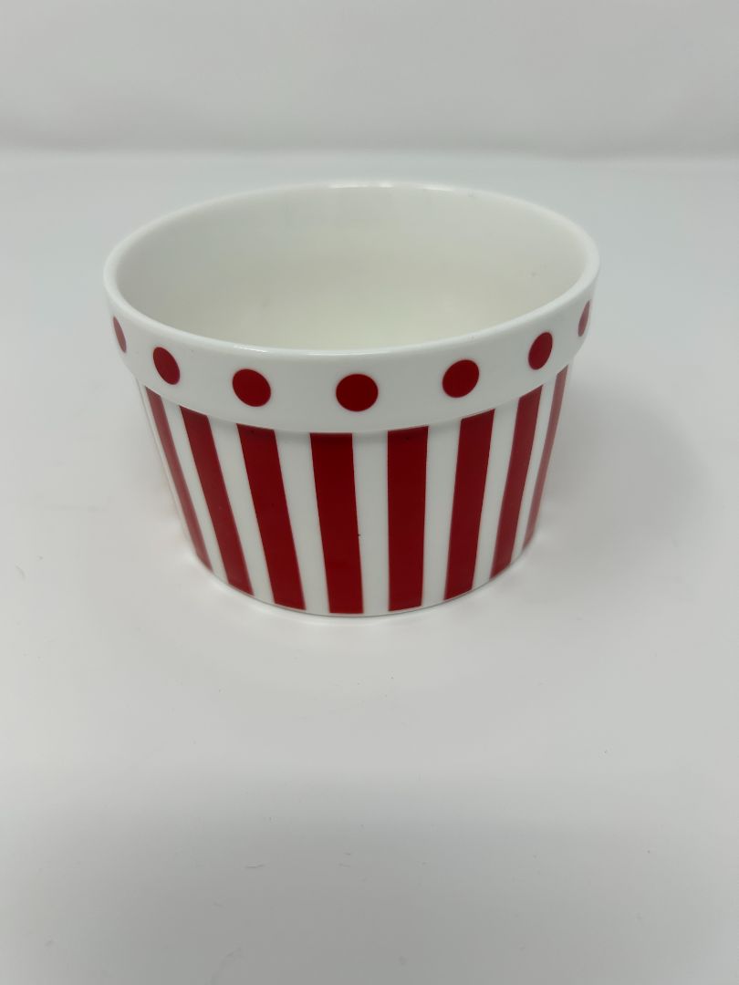 Red & white Grace Teaware Red Stripes & Polka Dots Bowl, 3 1/2"