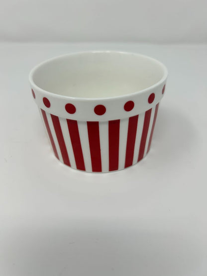Red & white Grace Teaware Red Stripes & Polka Dots Bowl, 3 1/2"