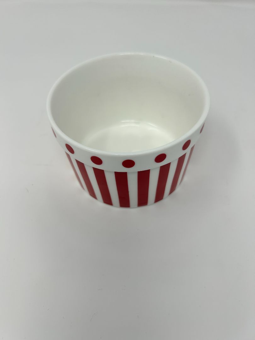 Red & white Grace Teaware Red Stripes & Polka Dots Bowl, 3 1/2"
