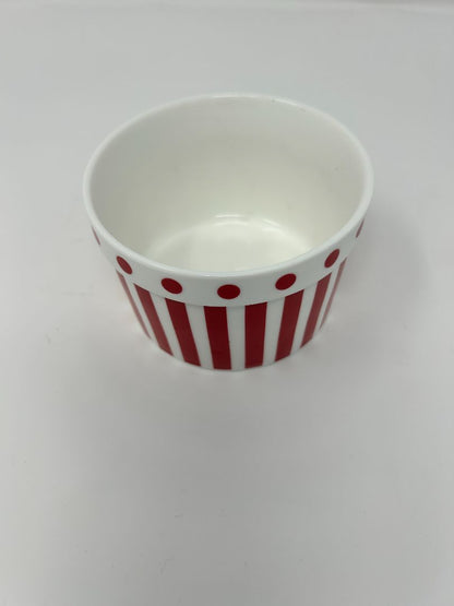 Red & white Grace Teaware Red Stripes & Polka Dots Bowl, 3 1/2"