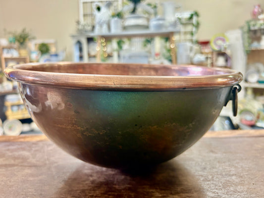 Vintage Copper Bowl w/ Ring, 12"