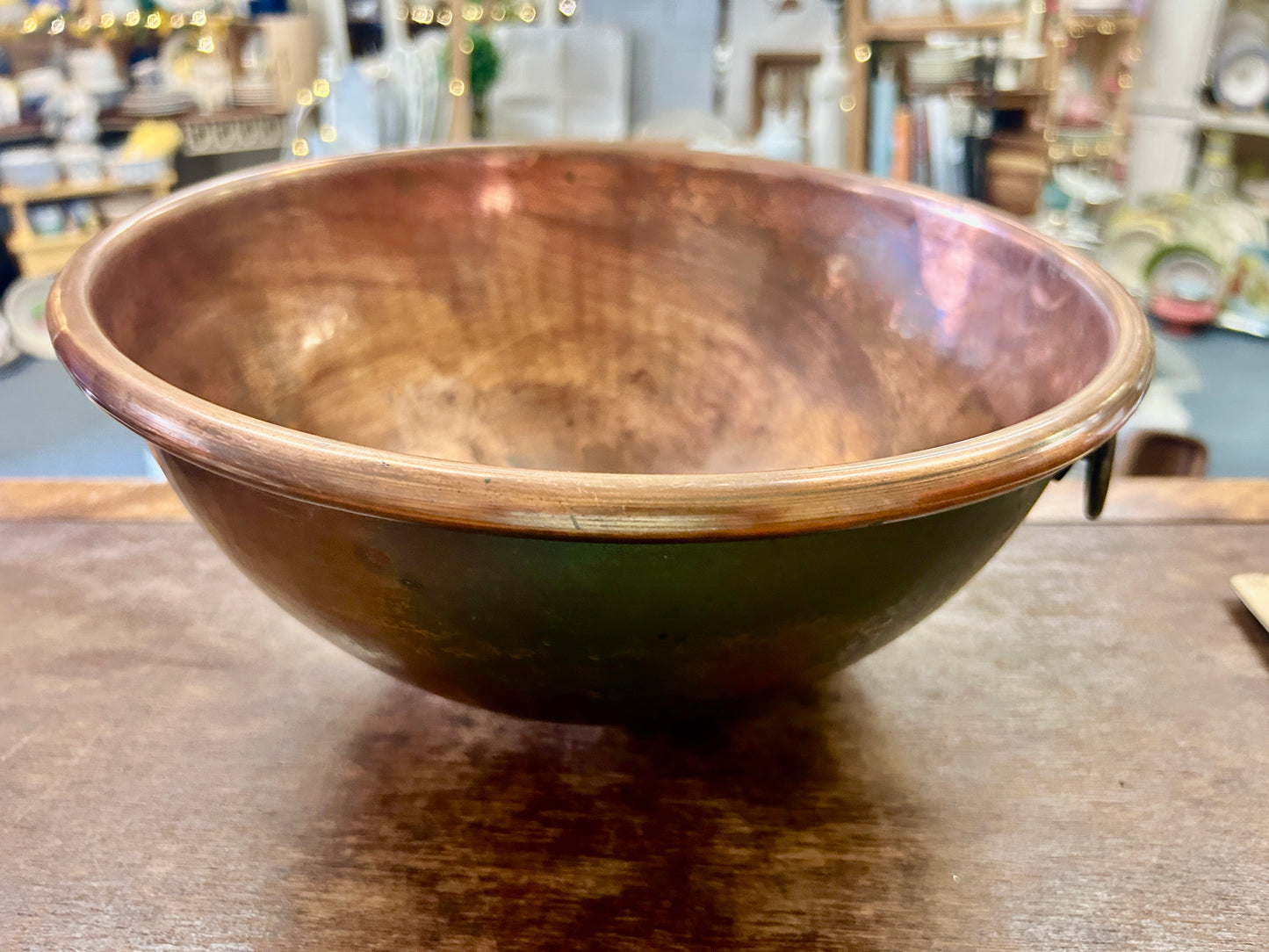 Vintage Copper Bowl w/ Ring, 12"
