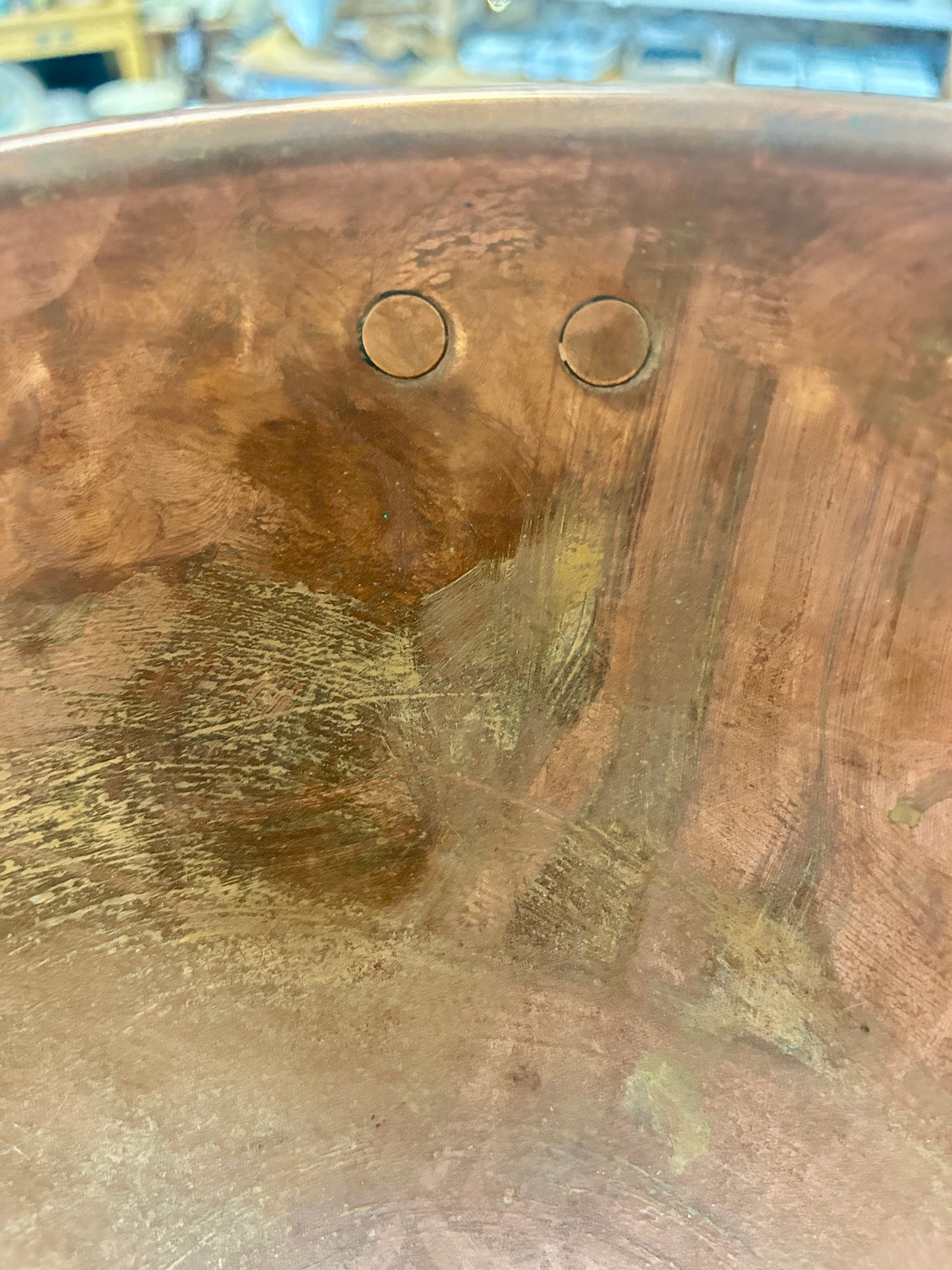 Vintage Copper Bowl w/ Ring, 12"
