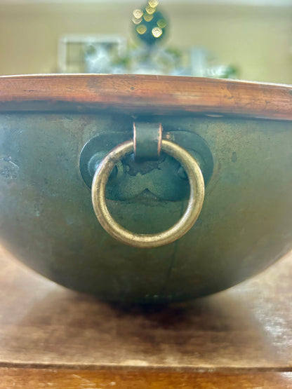 Vintage Copper Bowl w/ Ring, 12"