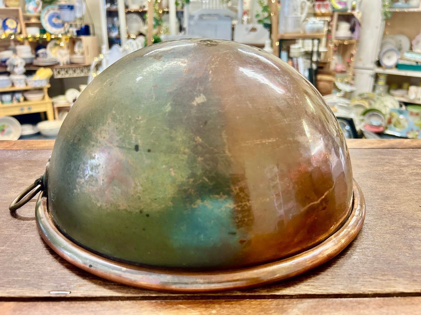 Vintage Copper Bowl w/ Ring, 12"