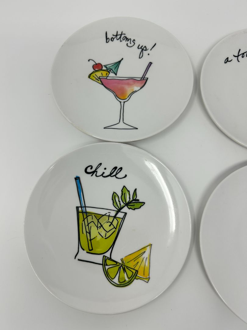 Multicolor Queen West Trading Co Cocktail Plates Melamine Set of 4, 5 3/4"