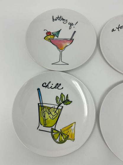 Multicolor Queen West Trading Co Cocktail Plates Melamine Set of 4, 5 3/4"