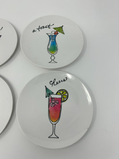 Multicolor Queen West Trading Co Cocktail Plates Melamine Set of 4, 5 3/4"