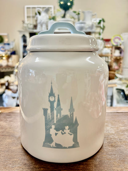 White Rae Dunn Cinderella Canister, 8 1/2"