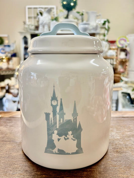 White Rae Dunn Cinderella Canister, 8 1/2"
