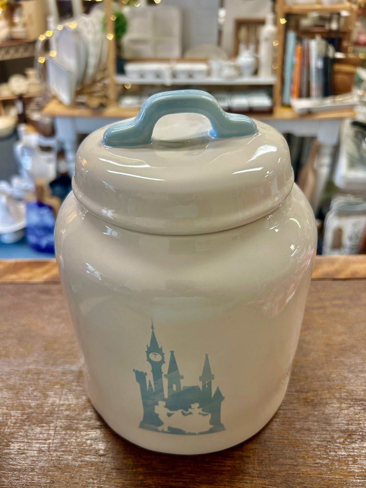 White Rae Dunn Cinderella Canister, 8 1/2"