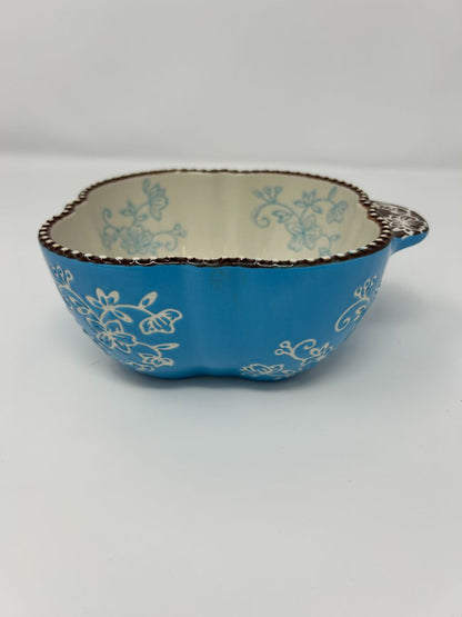 Temptations Floral Lace Blue Square Bowl, 16 ounces