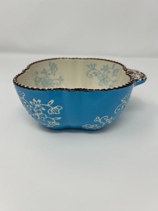 Temptations Floral Lace Blue Square Bowl, 16 ounces