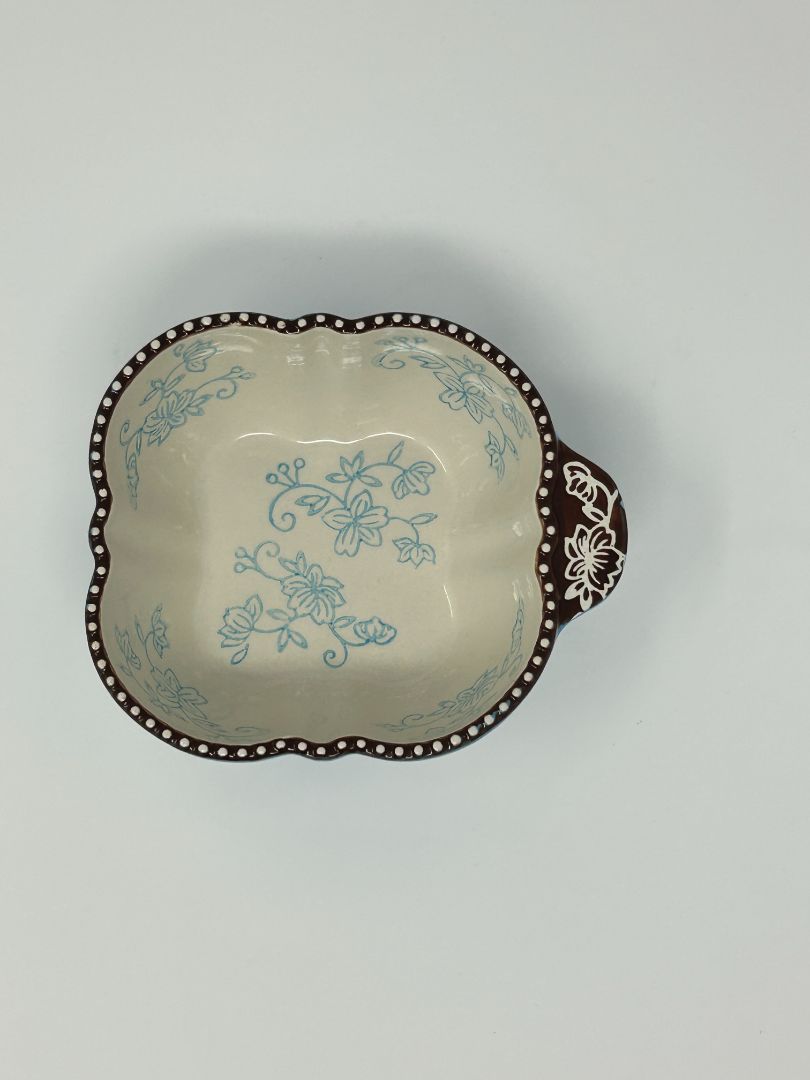 Temptations Floral Lace Blue Square Bowl, 16 ounces