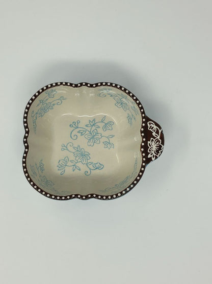 Temptations Floral Lace Blue Square Bowl, 16 ounces