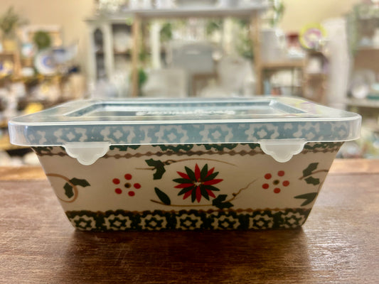 Red Green White Temptations Holiday Loaf Pan w Lid, 12 ounces
