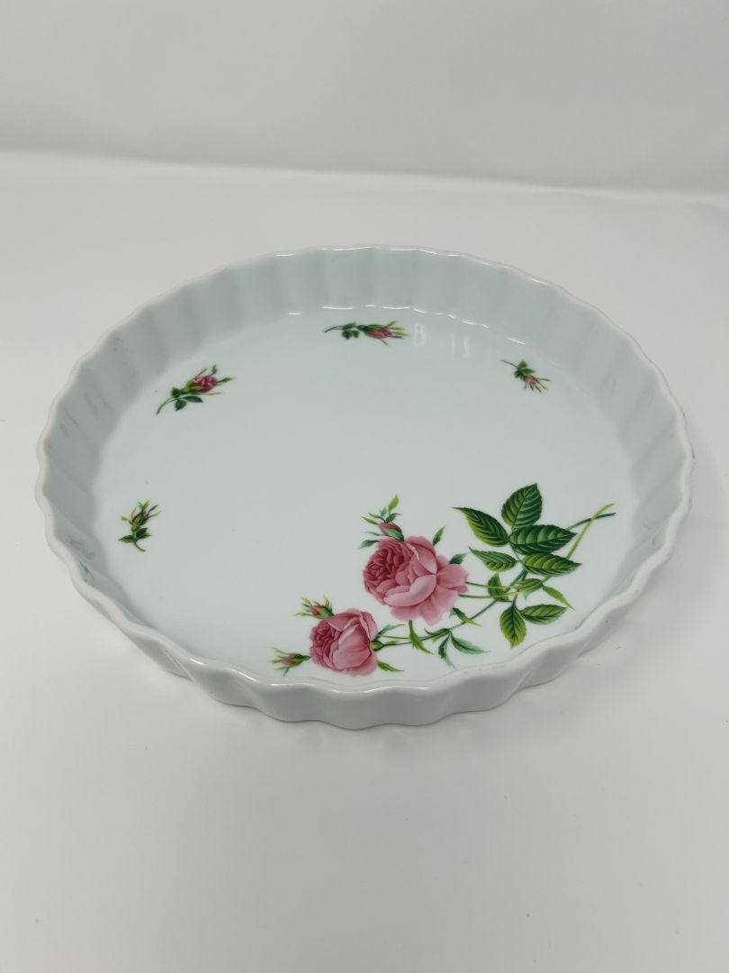 Christineholm Pink Rose Tart Quiche Baker Vintage, 9 1/2"