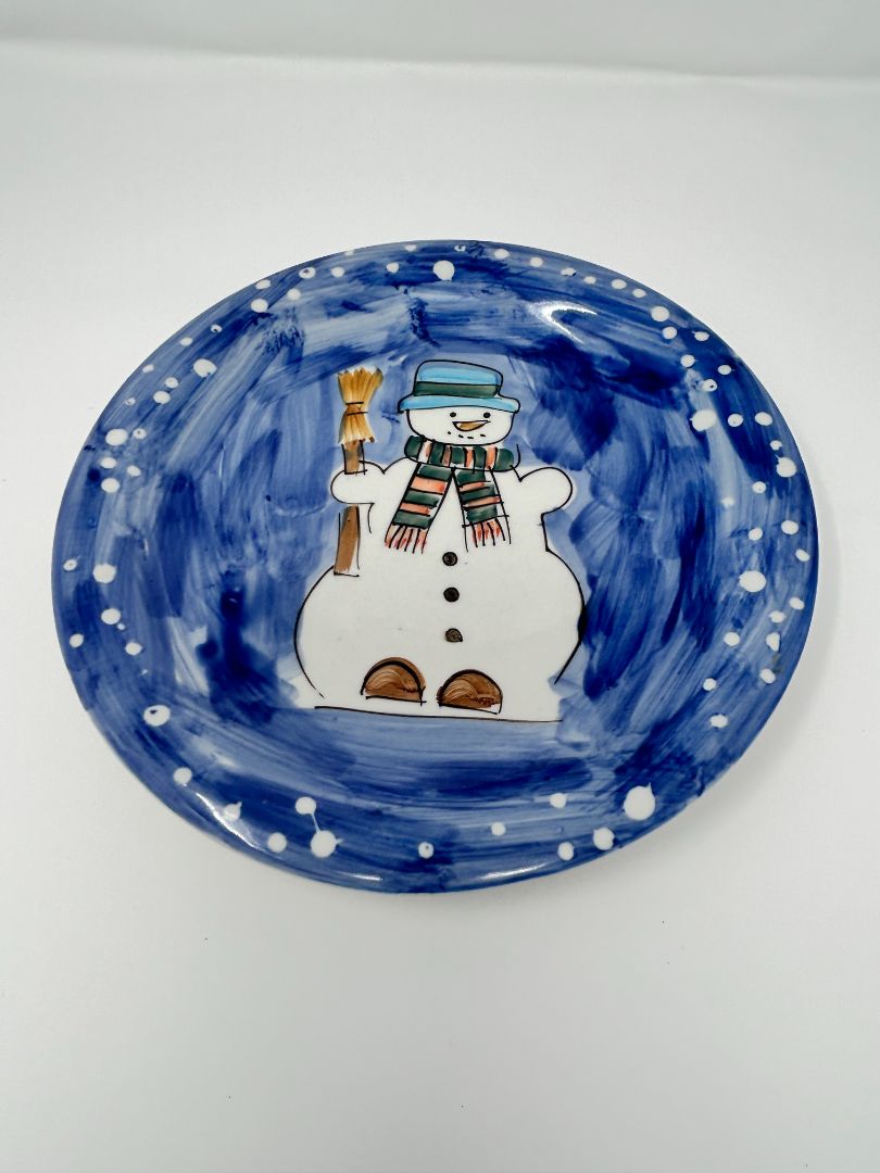 Tabletops Unlimited Blue Snowman Plate, 10 1/4"