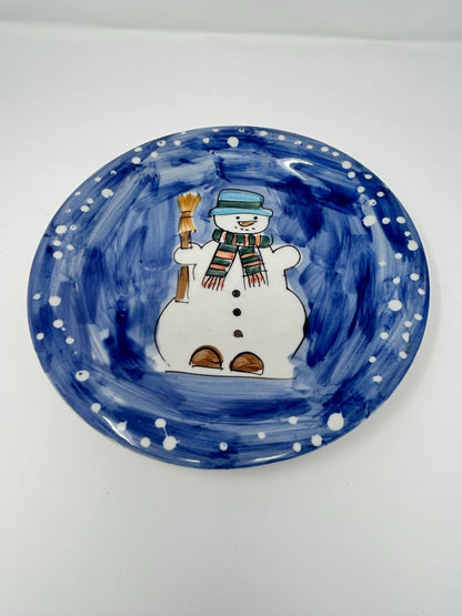 Tabletops Unlimited Blue Snowman Plate, 10 1/4"