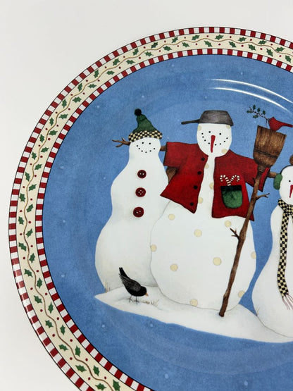 Multicolor Sakura Snowman Round Platter, 12 1/4"