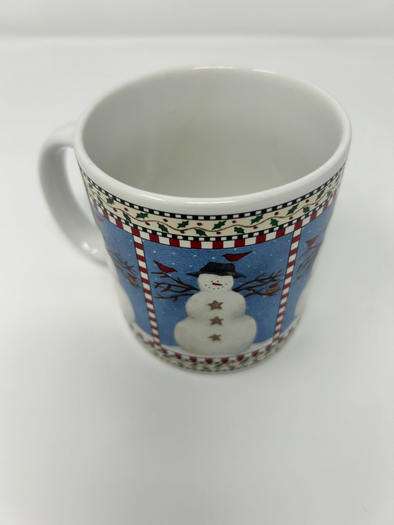 Multicolor Sakura Snowman Black Hat Mug Tall, 12 ounces