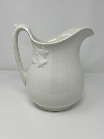 Vintage Tall White Pitcher, 10"