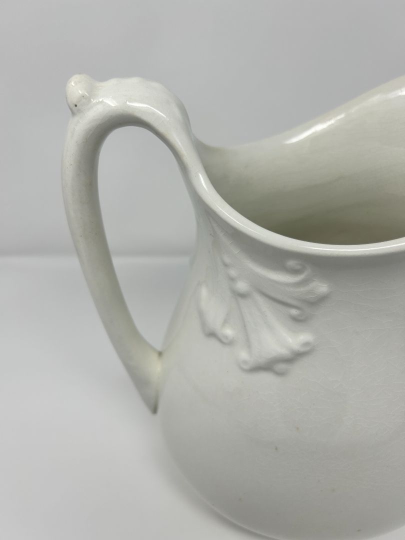 Vintage Tall White Pitcher, 10"