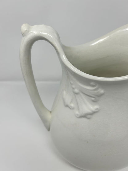 Vintage Tall White Pitcher, 10"