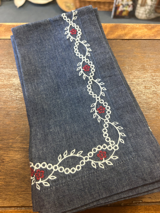 Red White Blue Pottery Barn Denim Napkins 4