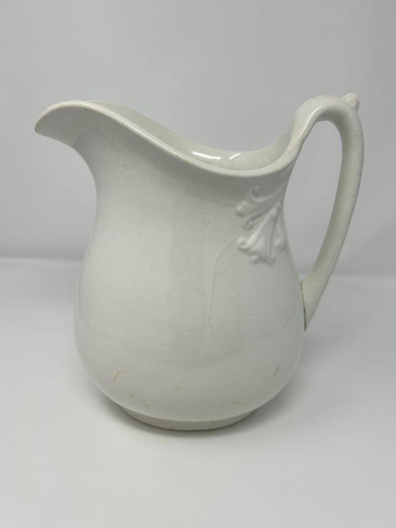 Vintage Tall White Pitcher, 10"