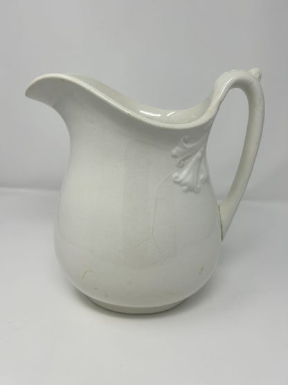 Vintage Tall White Pitcher, 10"