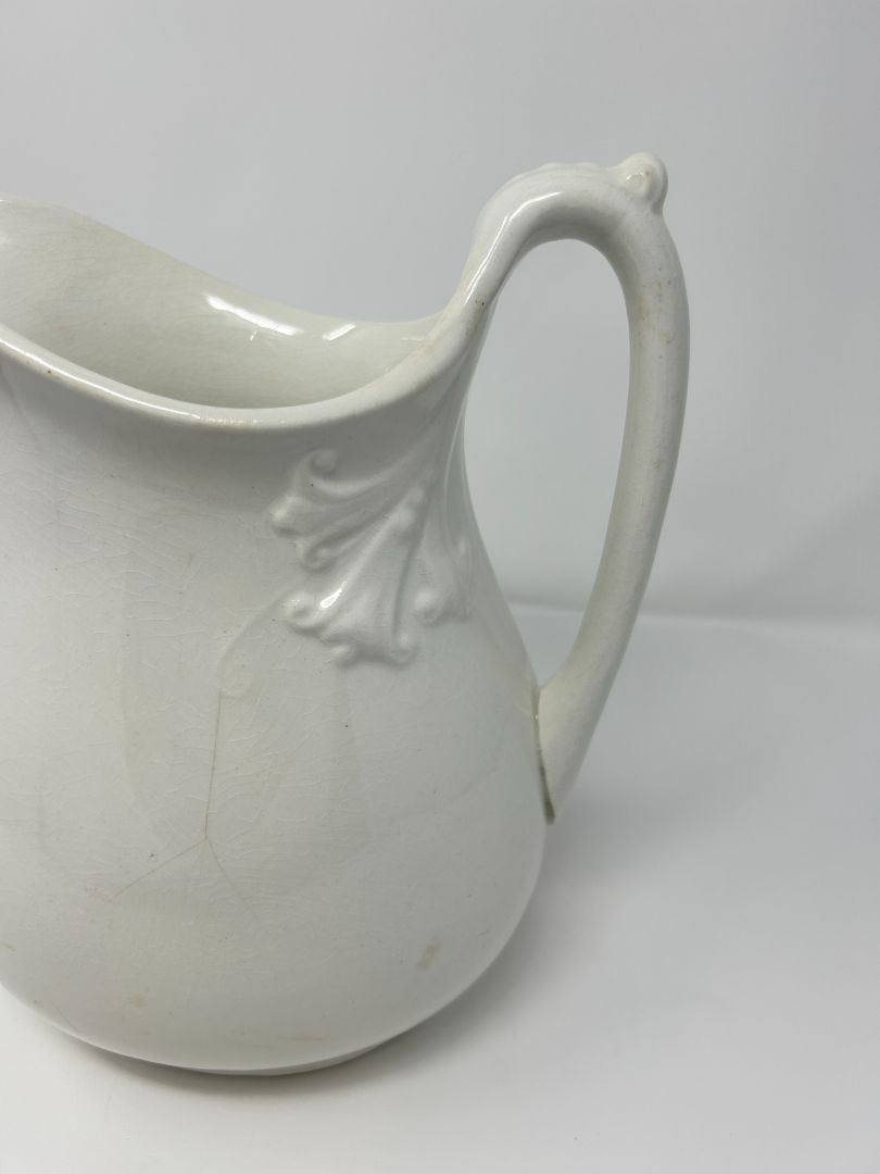 Vintage Tall White Pitcher, 10"