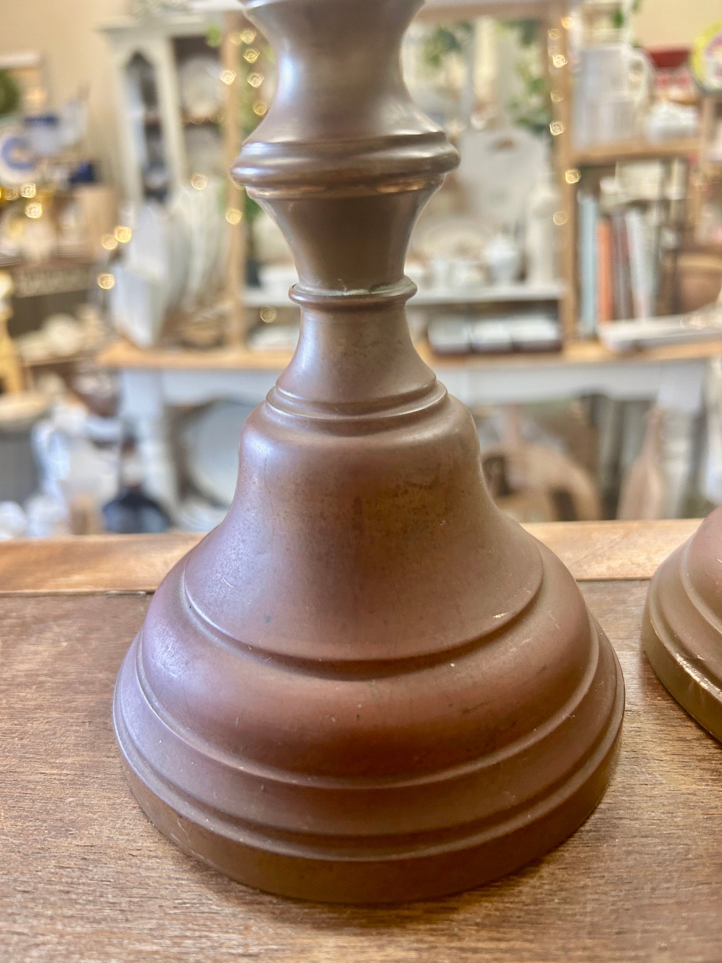 Brown  Vintage Brass Candleholder 2, 13"