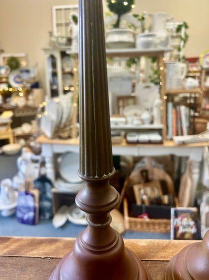 Brown  Vintage Brass Candleholder 2, 13"