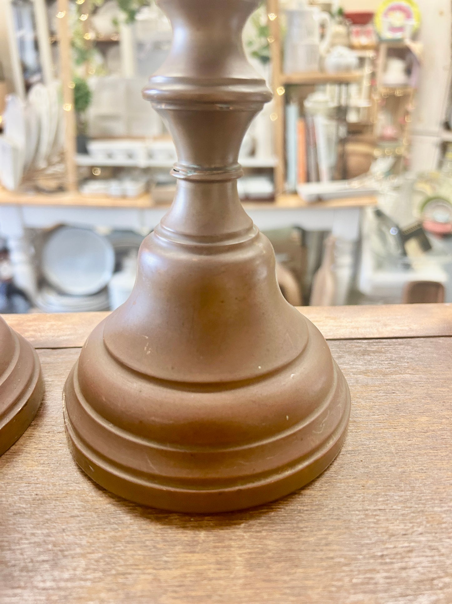 Brown  Vintage Brass Candleholder 2, 13"