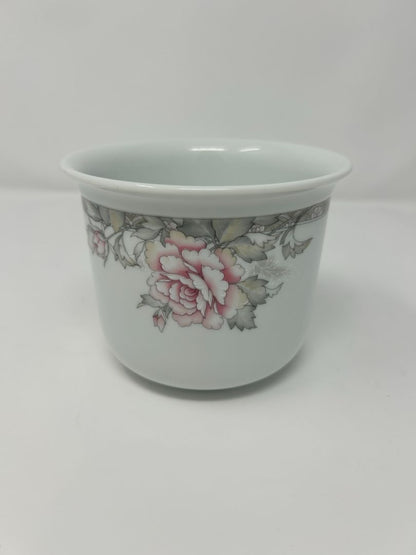 White FTD Pink Flowers Crock, 4.5" x 3.5"