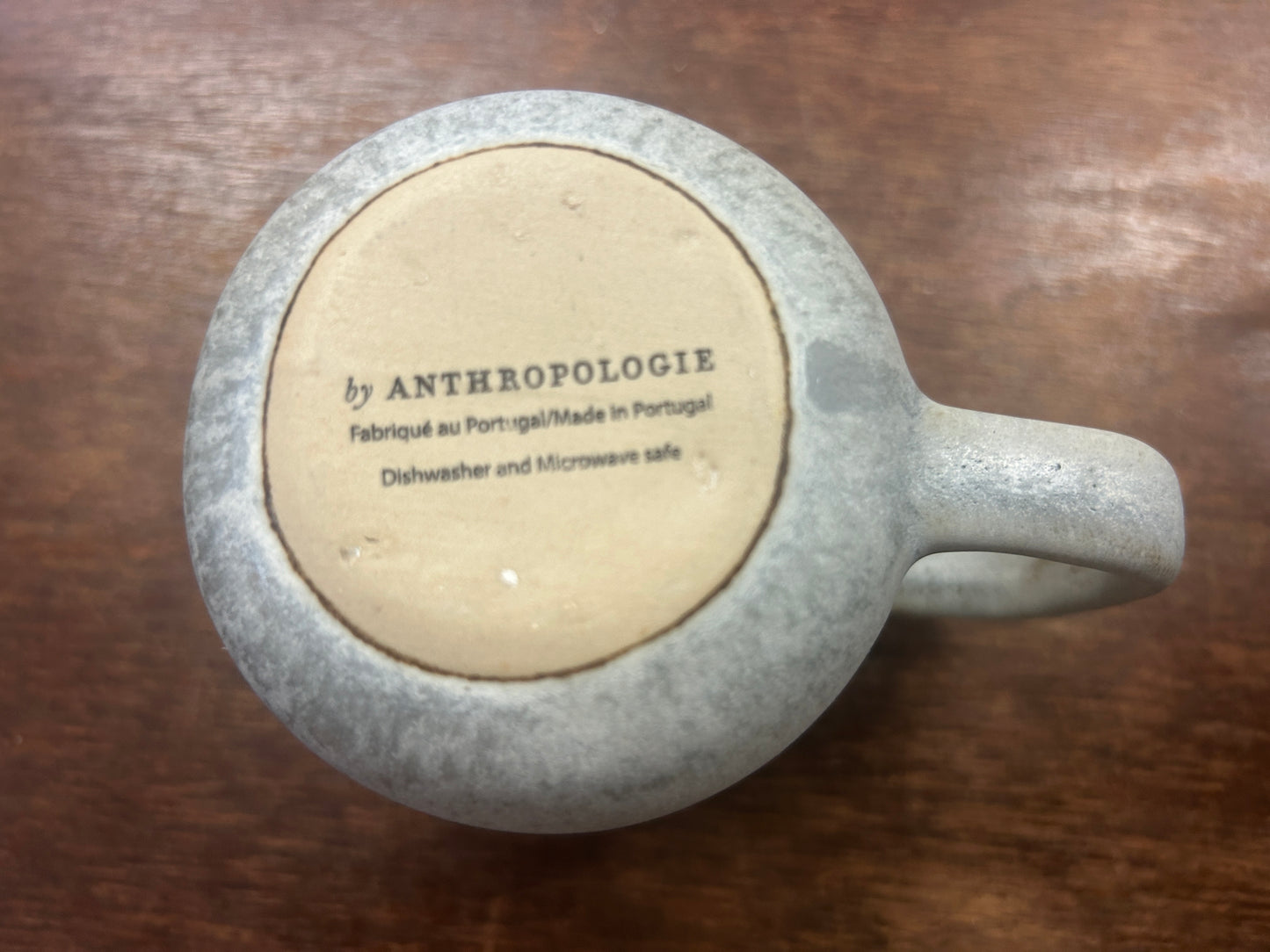 Gray ANTHROPOLOGIE Stoneware Mug Portugal, 5"
