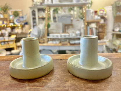 Gray  Stoneware Candleholders 2, 2 1/2"