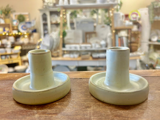 Gray  Stoneware Candleholders 2, 2 1/2"